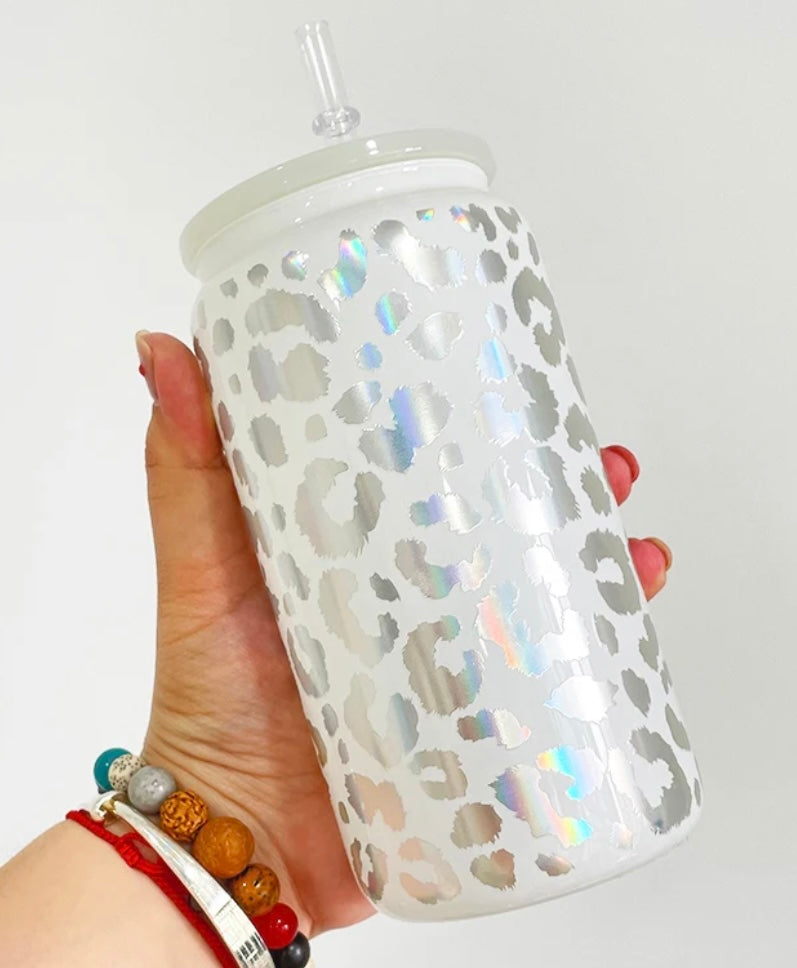 Holographic Leopard Glass Can